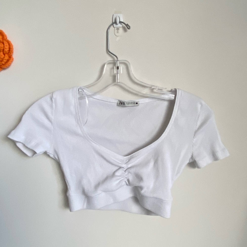 Zara white crop top